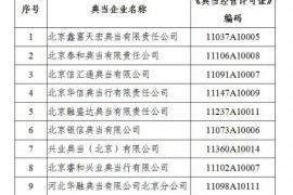 北京泰和等9家典当企业未通过年审被收回经营许可证