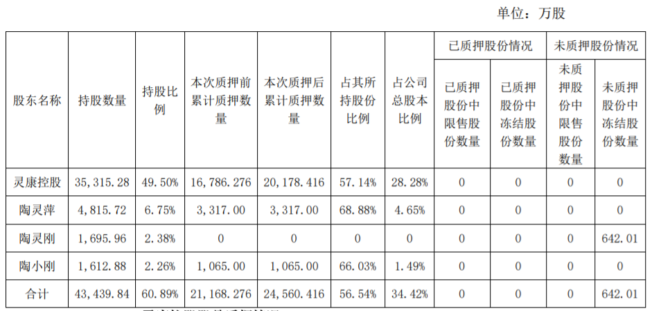 灵康药业：控股股东股份质押 公司风险 第2张