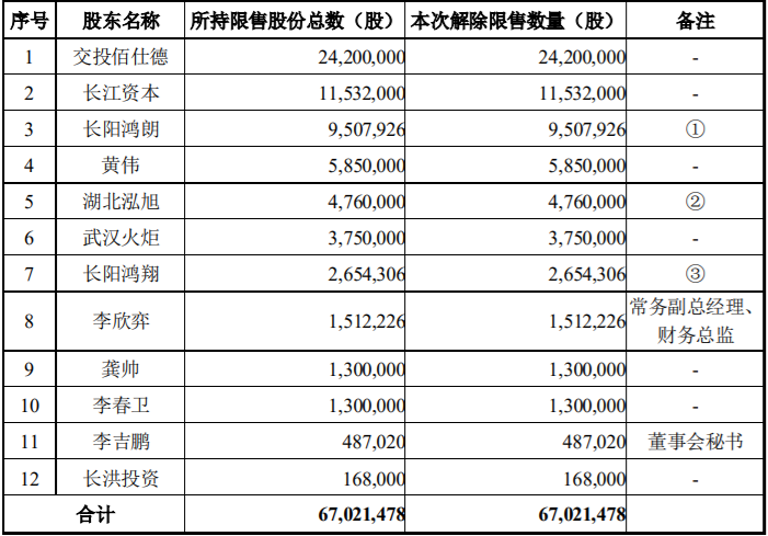 和远气体首次公开发行67021478股限售股解禁流通，占公司总股本的 41.89% 公司风险 第1张